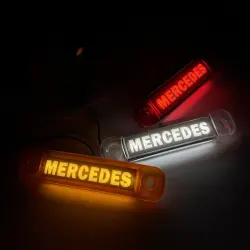 Габаритный фонарь светодиодный белый 24В с надписью Mercedes