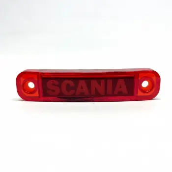 Габаритный фонарь светодиодный красный 24В с надписью Scania