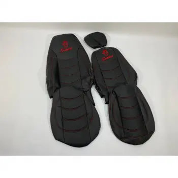 Набор чехлов для сидений SCANIA R-G 420 (все низкие) чёрного цвета с красной нитью