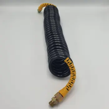 Шланг пневматический полиуретановый спиральный черный с желтыми наконечниками 6,5 м М22*1,5