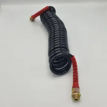 Шланг пневматический полиуретановый спиральный черный с красными наконечниками 6,5 м М22*1,5