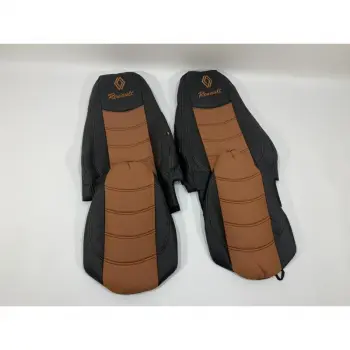 Набор чехлов для сидений RENAULT PREMIUM 460 DXI EURO 5 из эко кожи черного цвета с коричневыми вставками