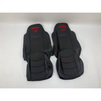 Набор чехлов для сидений MAN TGA 460-480 XXL из эко кожи черного цвета с красной нитью