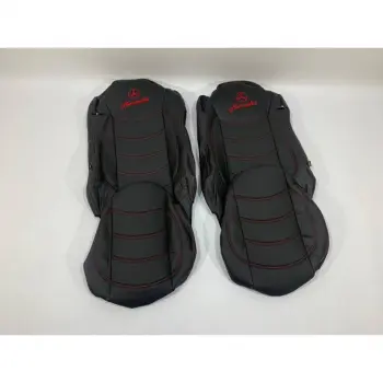 Набор чехлов для сидений MERCEDES ACTROS E6 из эко кожи черного цвета с красной нитью